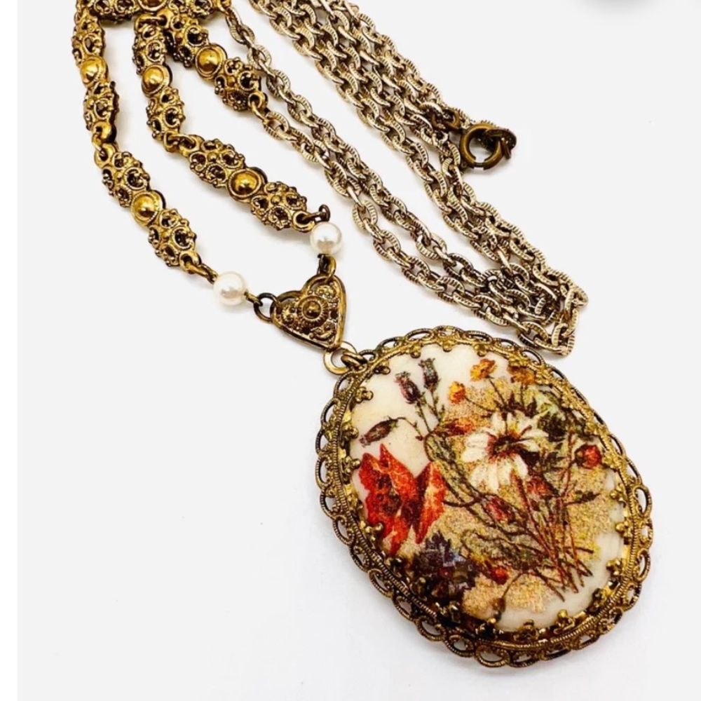 OBO~ Vintage WEST GERMANY Ornate "Sugar" Beaded FloralNecklace